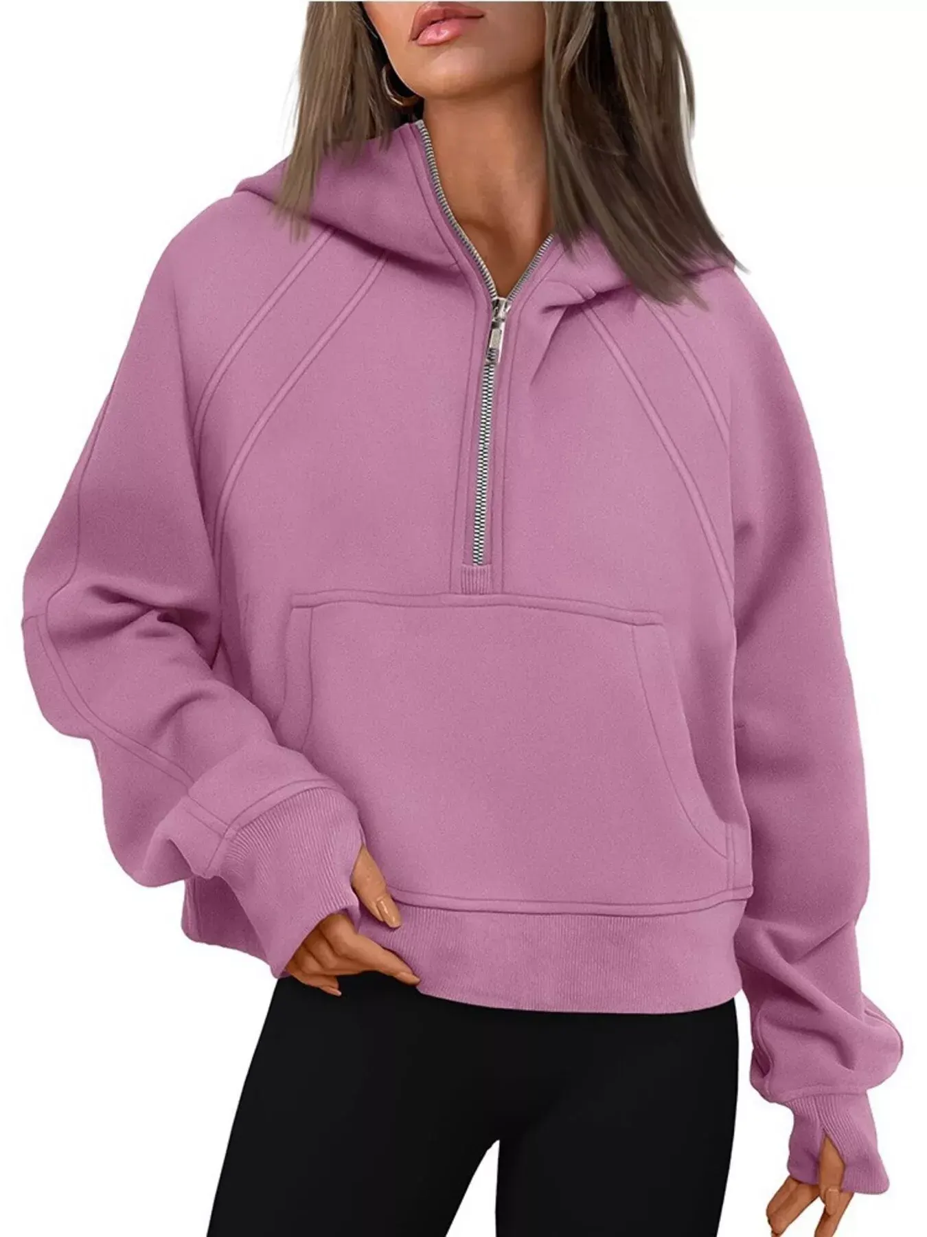 Half Zip Raglan Sleeve Hoodie